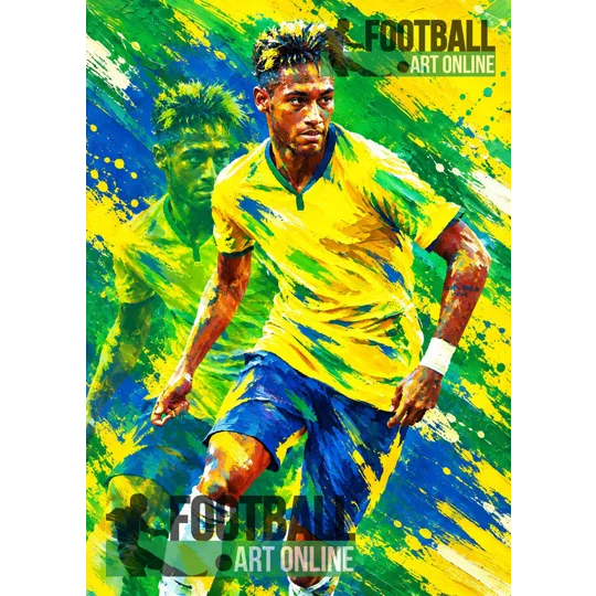 Brazil Neymar-inspired abstract effect football poster in full colour