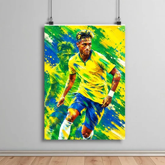 The Samba King Brazil Neymar-inspired retro pop-art football poster