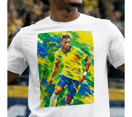 The Samba King | Brazil Neymar-Inspired Tribute Art White T-Shirt
