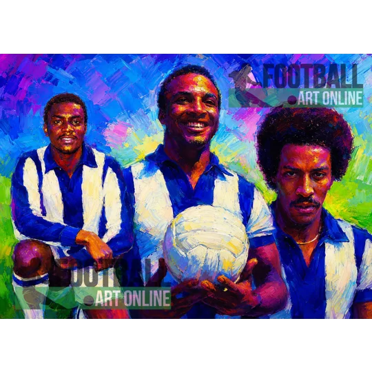 West Brom-inspired Three Degrees football digital print in A4 or A3 retro abstract style