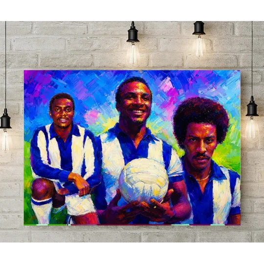 West Brom-inspired Three Degrees football canvas wall art in retro pop-art style