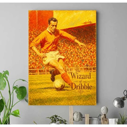 The Wizard of Dribble Blackpool Matthews-Inspired Vintage Football Art Canvas Print