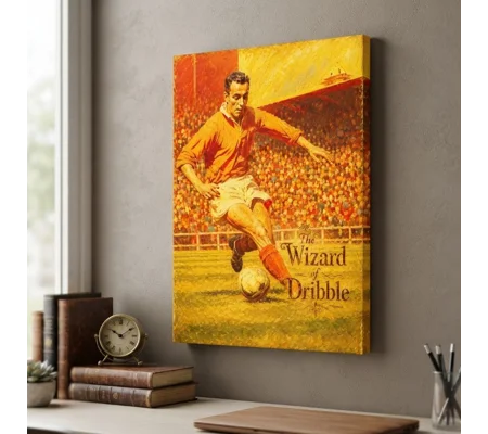 The Wizard of Dribble Blackpool Matthews-Inspired Vintage Football Art Canvas Print