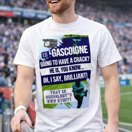 Tottenham Gazza 1991 FA Cup Semi Commentary T-Shirt | Football Art Tee