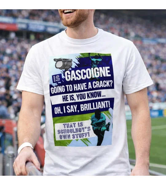Tottenham Gazza 1991 FA Cup Semi Commentary T-Shirt | Football Art Tee