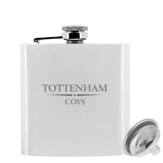 Tottenham-inspired COYS engraved 6oz hip flask with presentation gift box