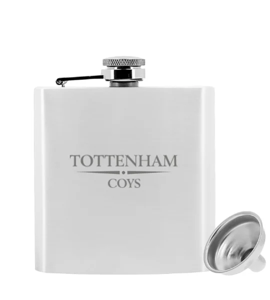 Tottenham-inspired COYS engraved 6oz hip flask with presentation gift box