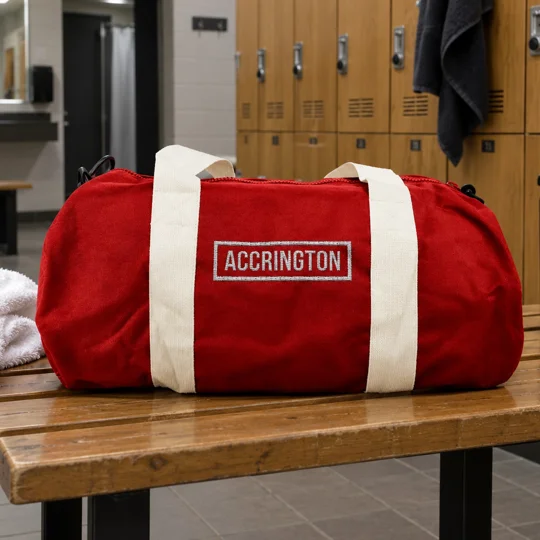 Accrington-inspired retro football holdall kitbag with embroidered design