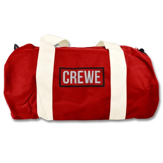 Embroidered Crewe Alexandra-inspired football holdall kitbag, 20-litre capacity, ideal for football fans and gym use.