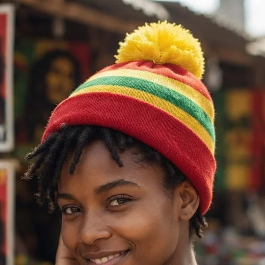 Wales-inspired retro-style football bobble hat in Welsh football colours