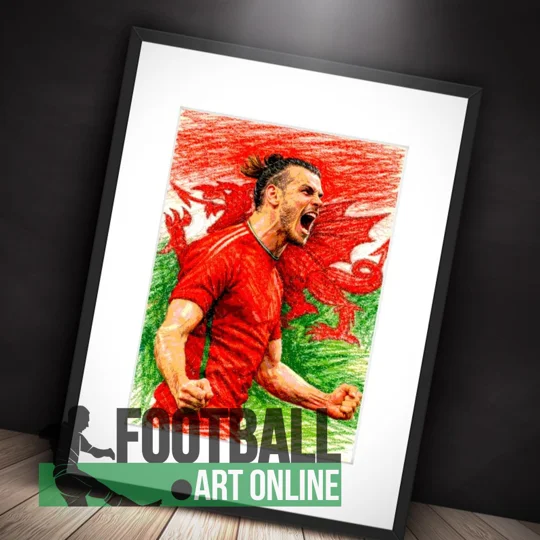 Wales Cymru Gareth Bale Iconic Football Soccer Framed Art Print