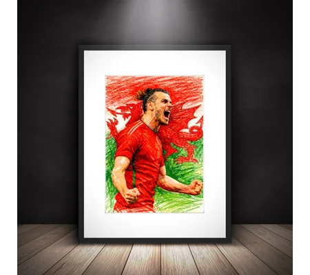 Wales Cymru Gareth Bale Iconic Football Soccer Framed Art Print