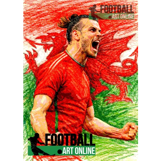 Wales Cymru Gareth Bale Iconic Football Soccer Digital Art Print