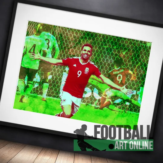 Wales Hal Robson-kanu 2016 iconic goal Pop-art Framed Print