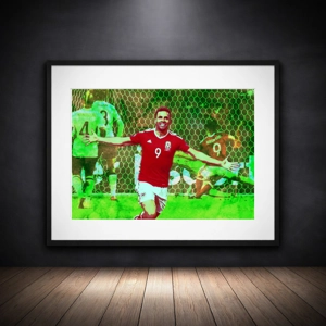 Wales Hal Robson-kanu 2016 iconic goal Pop-art Framed Print