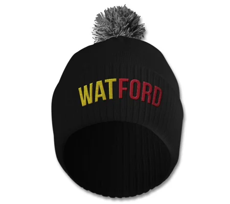 Watford Embroidered Retro-Style Bobble Hat