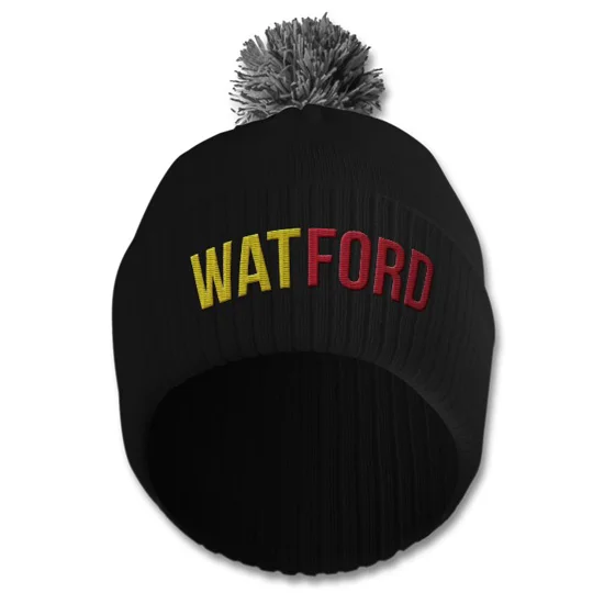 Watford-inspired retro-style embroidered football bobble hat