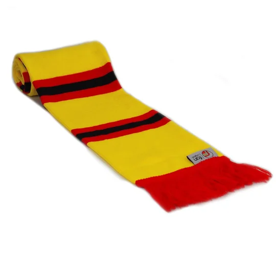 Watford-inspired vintage football scarf with traditional bar scarf design