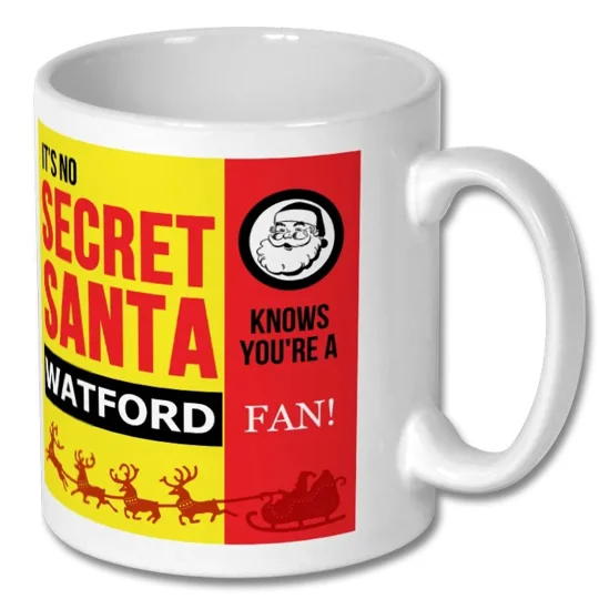 10oz Watford-inspired football mug for Christmas and Secret Santa gifts