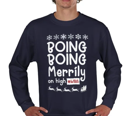 WBA-Inspired “Boing Boing Merrily on High” Christmas Sweatshirt