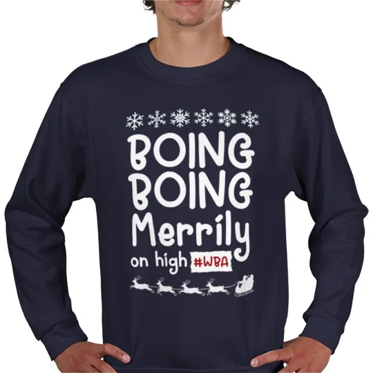 WBA-inspired Boing Boing Merrily on High Christmas sweatshirt