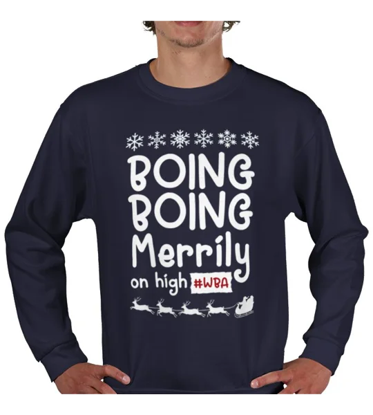 WBA-inspired Boing Boing Merrily on High Christmas sweatshirt
