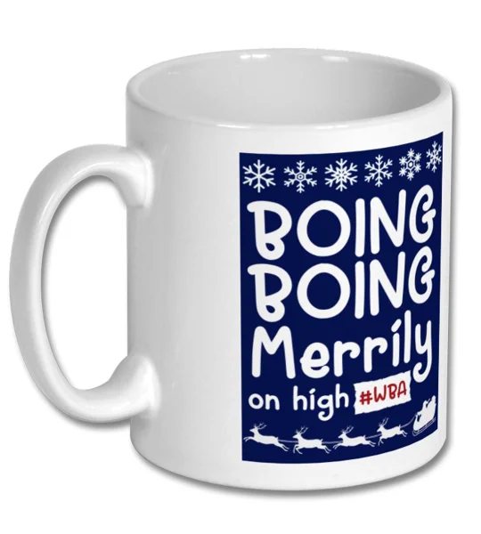 WBA Boing Boing Merrily on High Christmas Mug