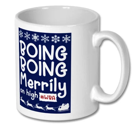 WBA Boing Boing Merrily on High Christmas Mug