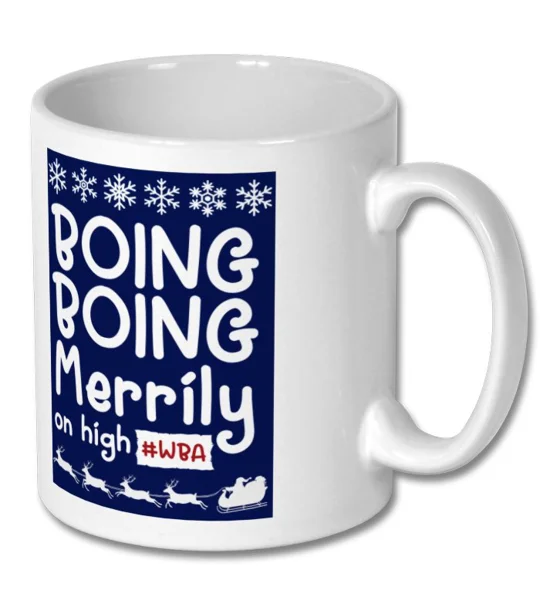 WBA Boing Boing Merrily on High Christmas Mug