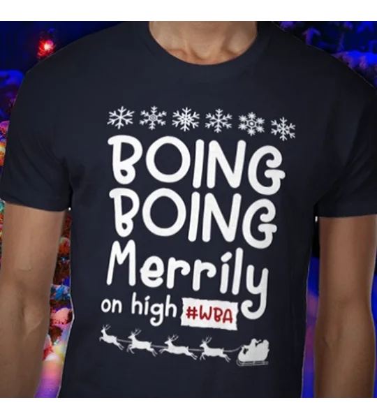 West Brom-inspired Christmas football T-shirt with Boing Boing Merrily on High design