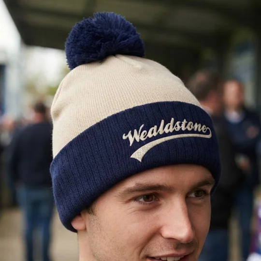 Wealdstone-inspired embroidered retro-style football bobble hat