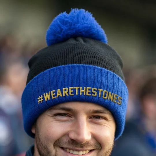 Wealdstone-inspired hashtag embroidered retro-style football bobble hat