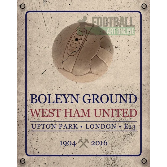 Vintage Boleyn Ground football wall sign inspired by West Ham heritage