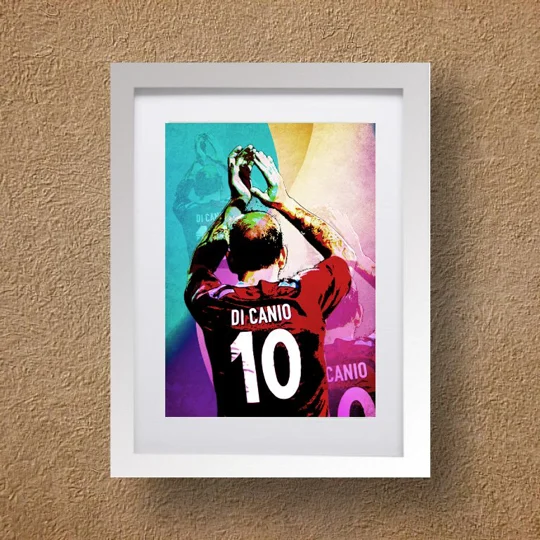Paolo Di Canio football tribute artwork in a silver frame with white mount, available in A4 and A3