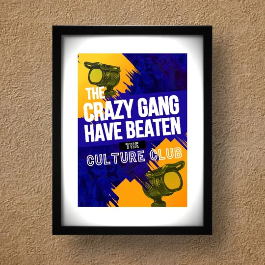 Wimbledon-inspired Crazy Gang culture framed art print in black frame with white mount