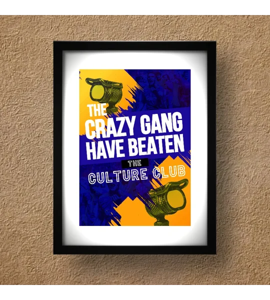 Wimbledon-inspired Crazy Gang culture framed art print in black frame with white mount