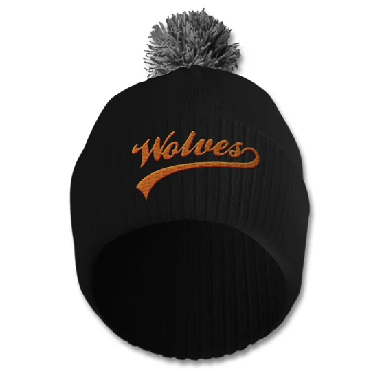 Wolves-Inspired Retro Football Bobble Hat for football fans and matchday wear