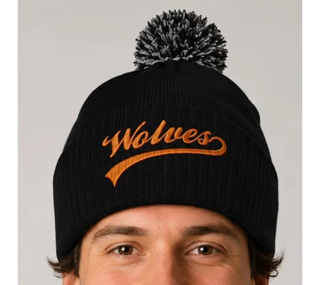 Wolves-Inspired Retro Football Bobble Hat