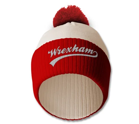 Wrexham Embroidered Retro-style Bobble Hat