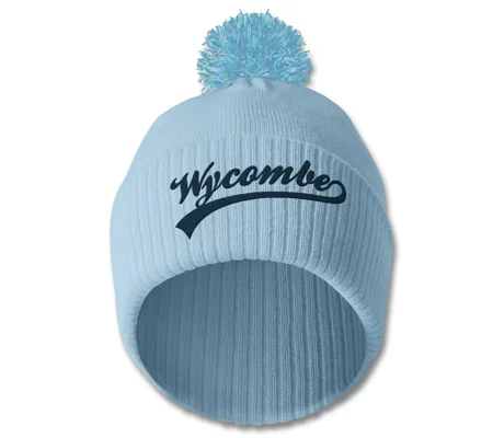 Wycombe-Inspired Embroidered Retro-Style Football Bobble Hat