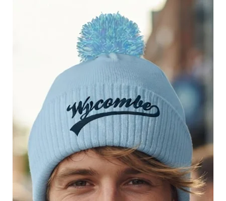 Wycombe-Inspired Embroidered Retro-Style Football Bobble Hat