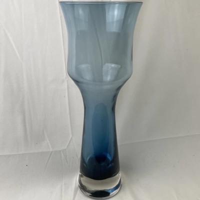 Vintage Aseda Glass Blue Vase by Bo Borgstrom From Sweden 1960s