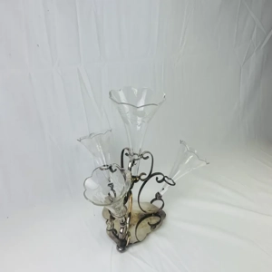 English Silver Plate & Glass Epergne c.1890 English Silver Plate & Glass Epergne c.1890