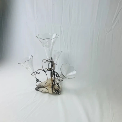 English Silver Plate & Glass Epergne c.1890