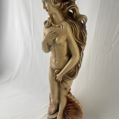Goddess Venus Molded Marble Signed Statue Sculpture