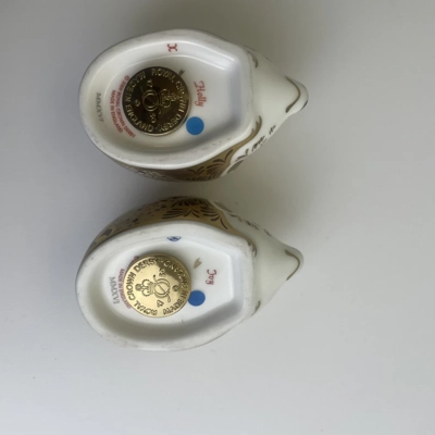 Royal Crown Derby Hedgehog Paperweight Pair