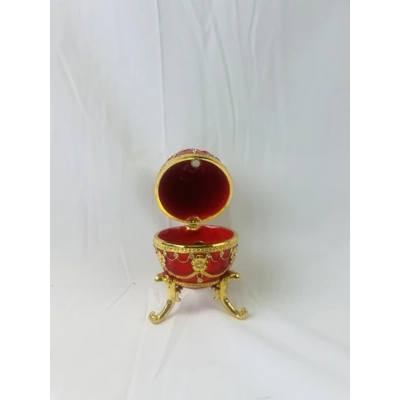 Decorative Red Large Enamel Style Egg Jewellery Trinket Box
