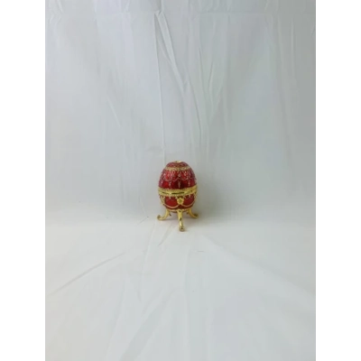 Decorative Red Large Enamel Style Egg Jewellery Trinket Box