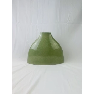 Vintage Narrow Neck Vase Cracked Pattern Emerald Green