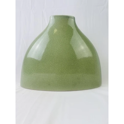 Vintage Narrow Neck Vase Cracked Pattern Emerald Green